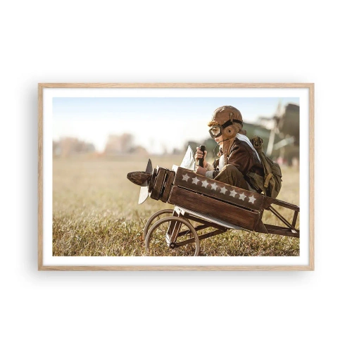 Plakát v rámu světlý dub - Start do snů - 91x61 cm