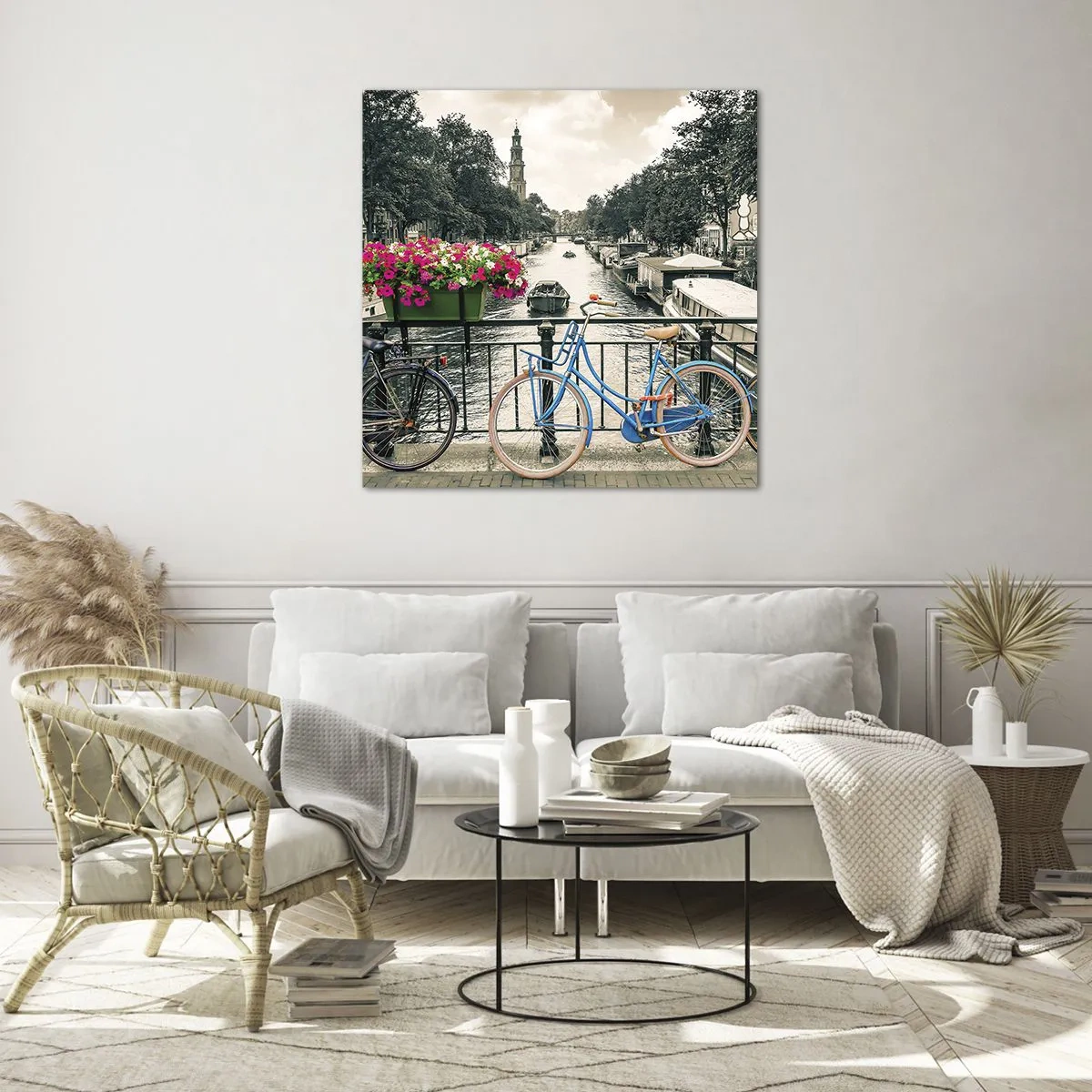 Obraz na skle - Barvy amsterdamské ulice - 60x60 cm