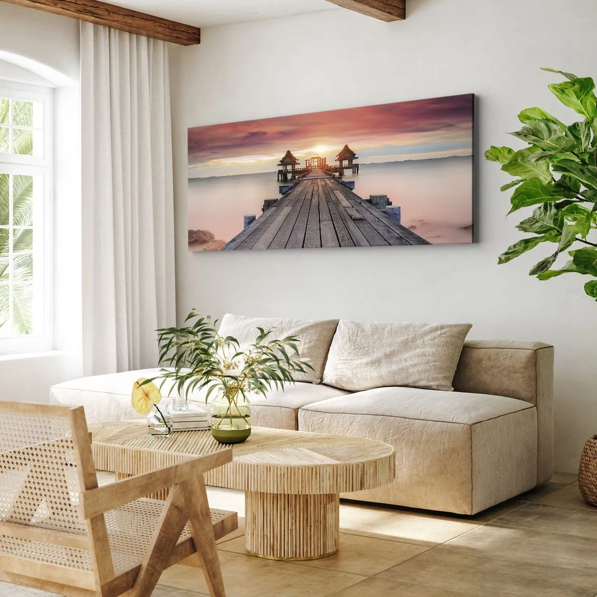 Obraz na plátně - Západ na východě - 160x50 cm