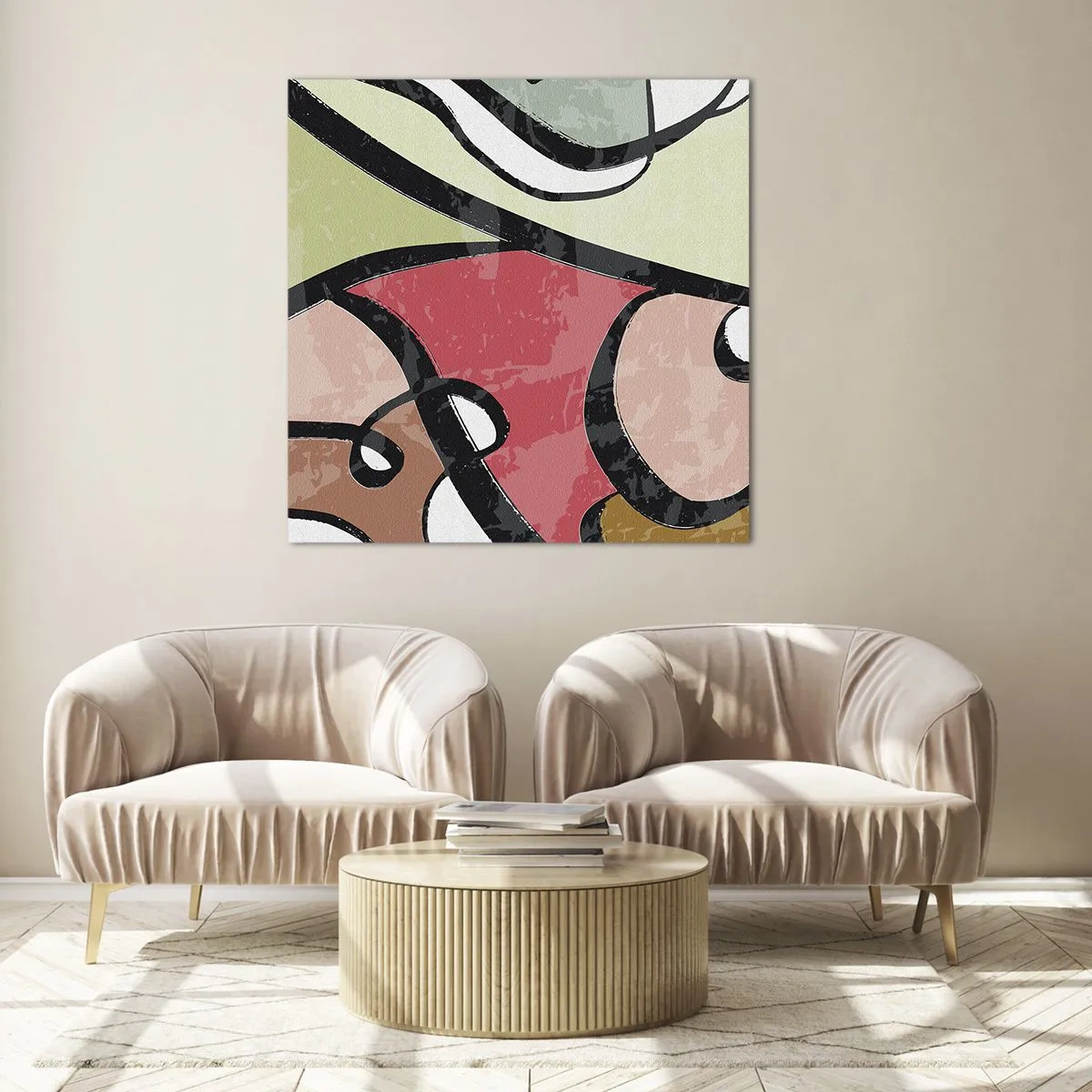 Obraz na skle - Piruety uprostřed barev - 70x70 cm