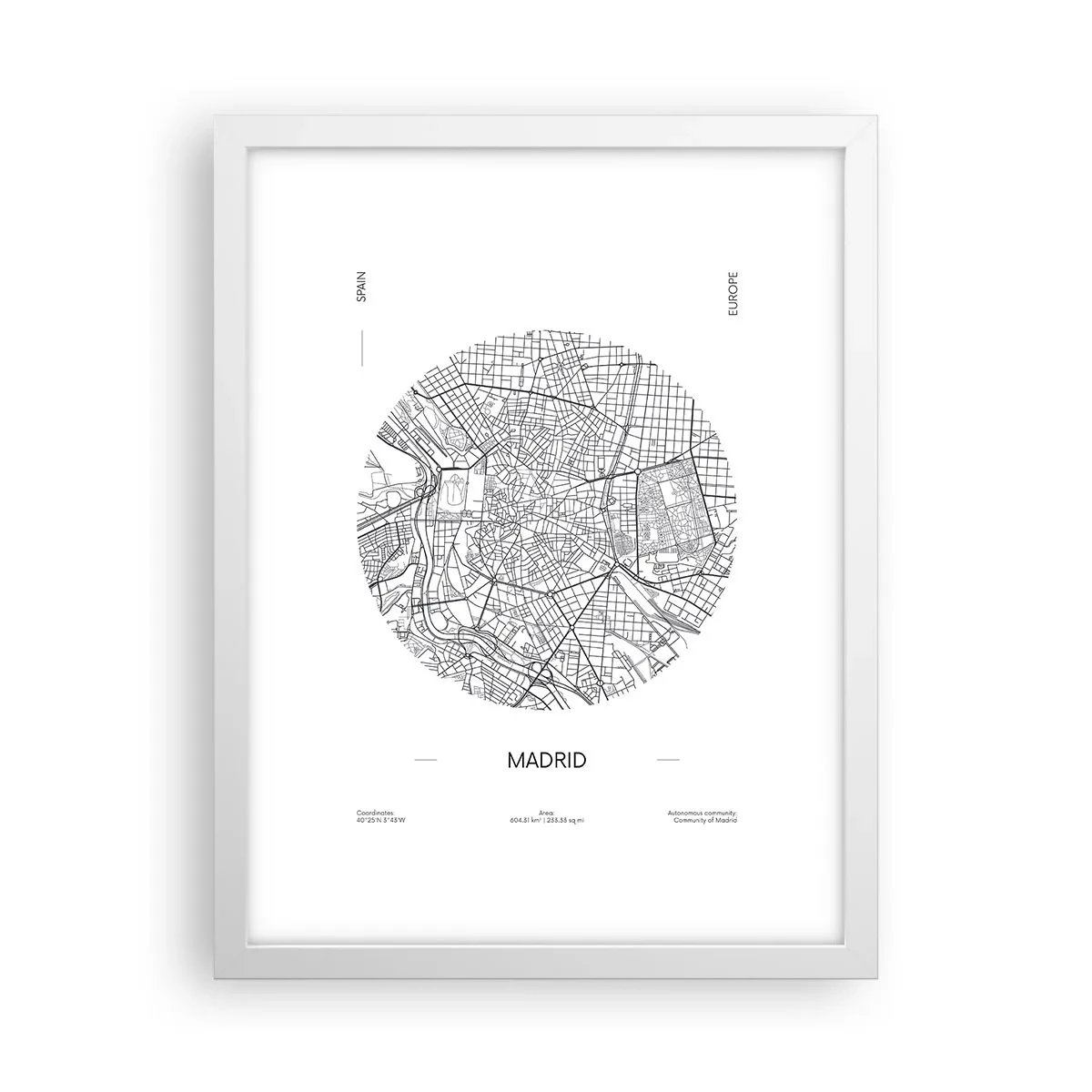 Plakát v bílém rámu - Anatomie Madridu - 30x40 cm