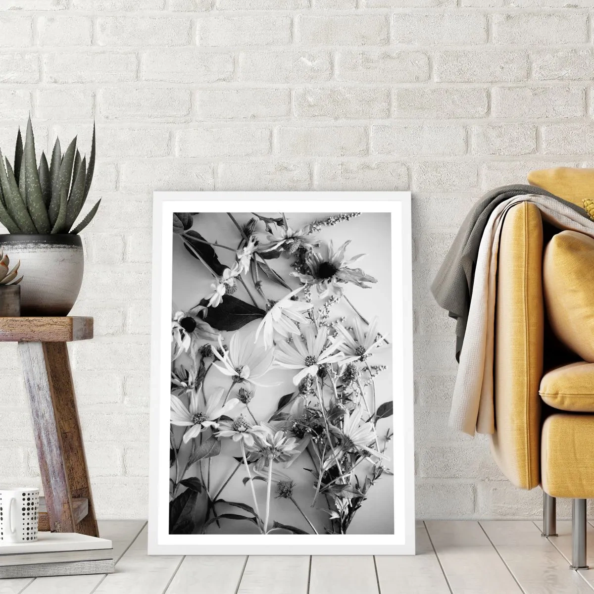 Plakát v bílém rámu - Květiny bez kytice - 40x50 cm