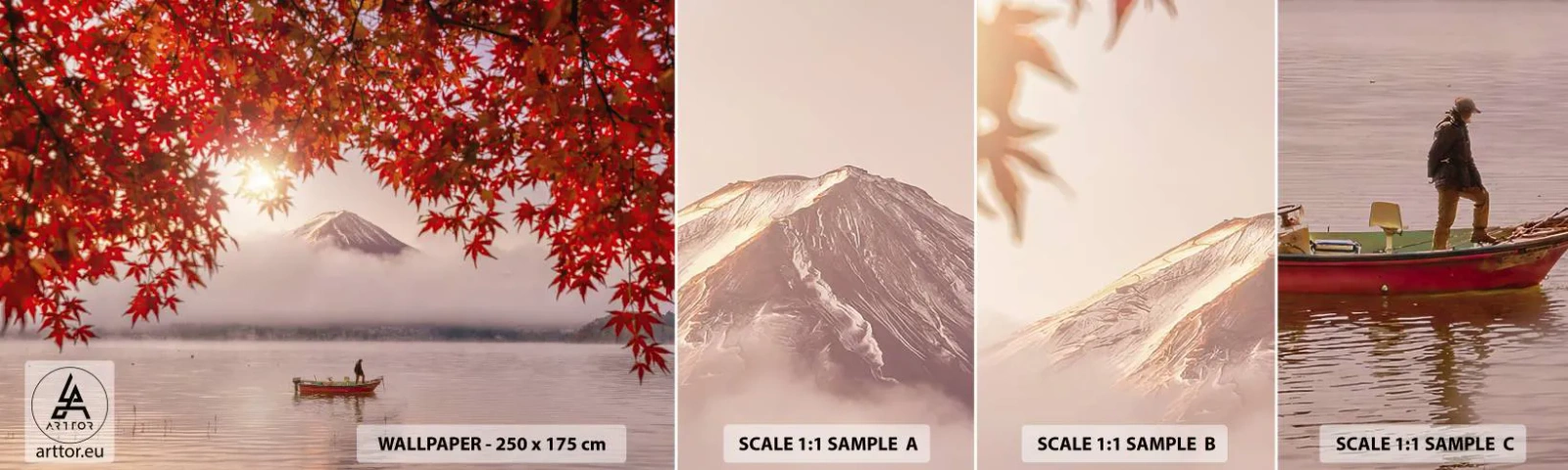 Vzor Fototapety Samolepicí Deluxe Sticker - V japonském stylu - Krajina, jezero, Japonsko - 100x30 cm