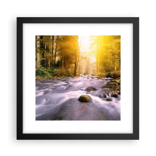 Plakát v černém rámu - Malachit ve stříbrně-zlaté podobě - 30x30 cm