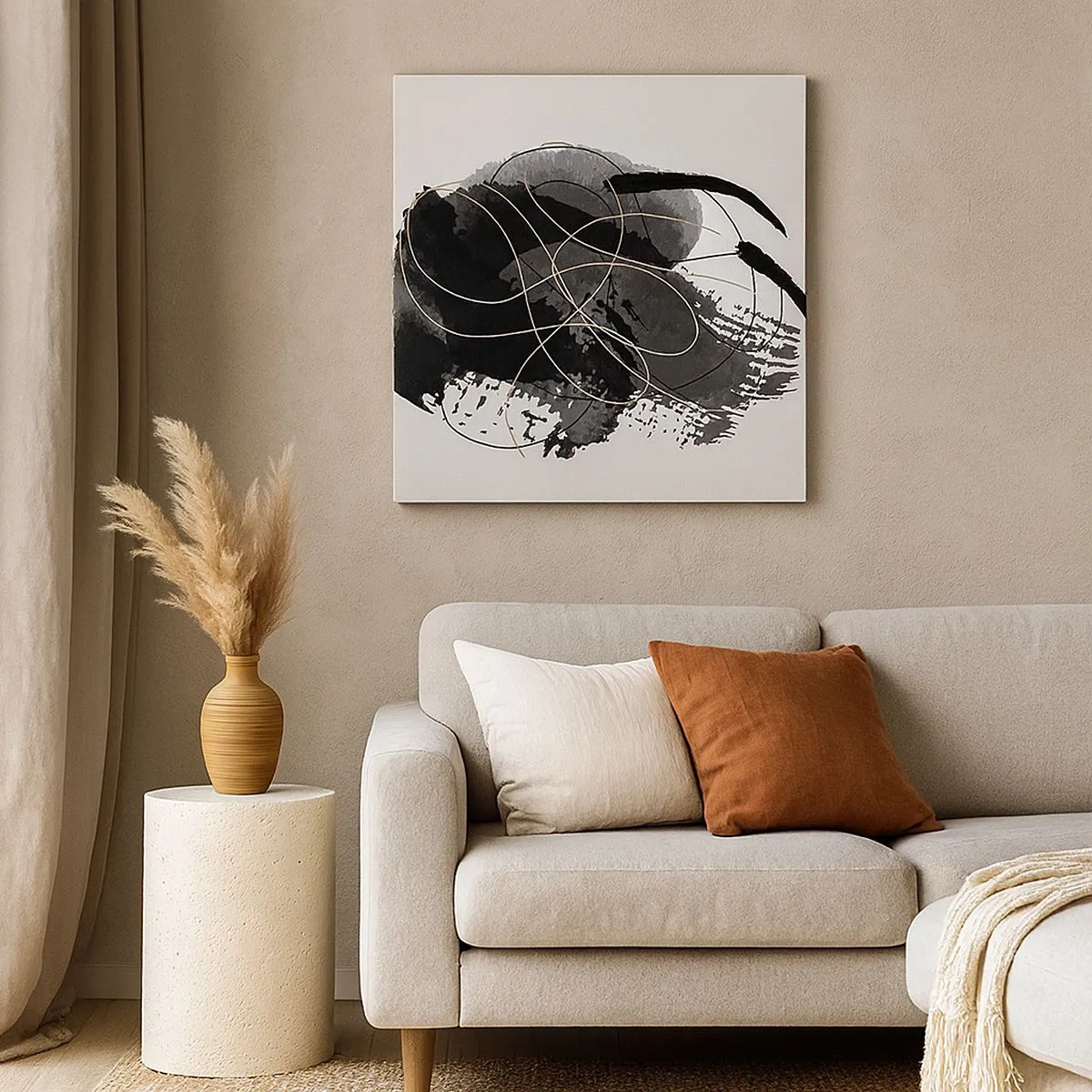 Obraz na plátně - Upletené z černé - 30x30 cm