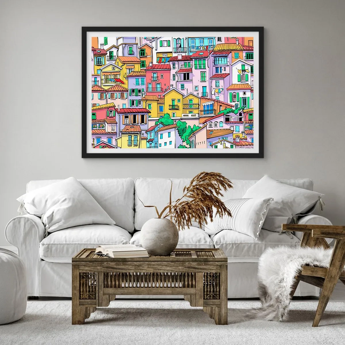 Plakát v černém rámu - Veselé město - 70x50 cm