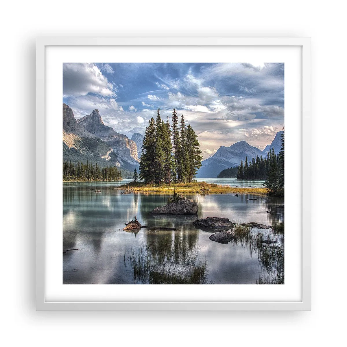 Plakát v bílém rámu - U velké a čisté vody… - 50x50 cm