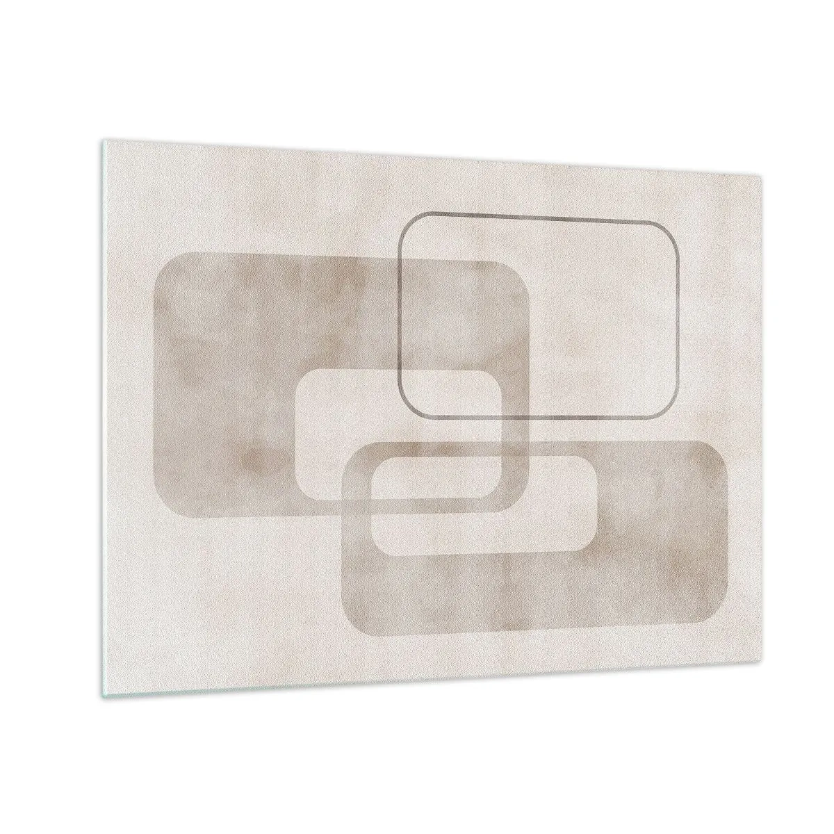 Obraz na skle - Minimalistické béžové obdélníky na světlém pozadí - 70x50cm - Geometrická fuga - Moderní nástěnná dekorace do obývacího pokoje a ložnice ARTTOR