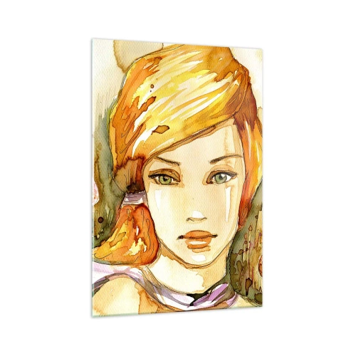 Obraz na skle - Smaragdový pohled, který zahání hněv - 70x100 cm