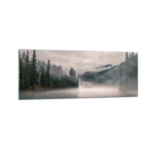Obraz na skle - V zamyšlení, v mlze - 140x50 cm