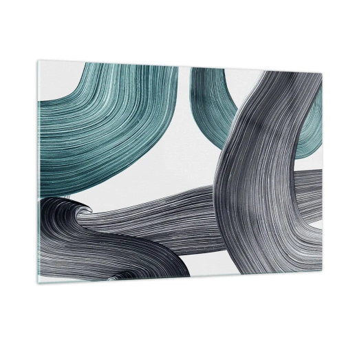 Obraz na skle - Smaragdové a černé vlny - 120x80 cm