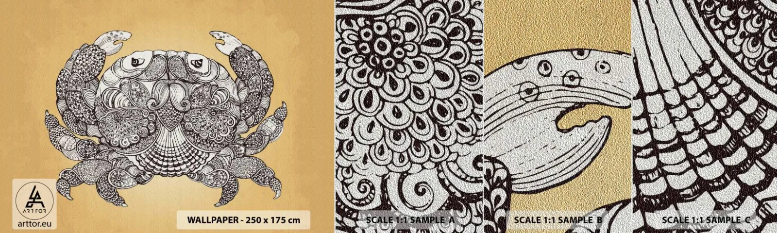 Vzor Fototapety Premium Sand - Příběhy pana Kraba - Krab, Zvířata, Výkres - 100x30 cm