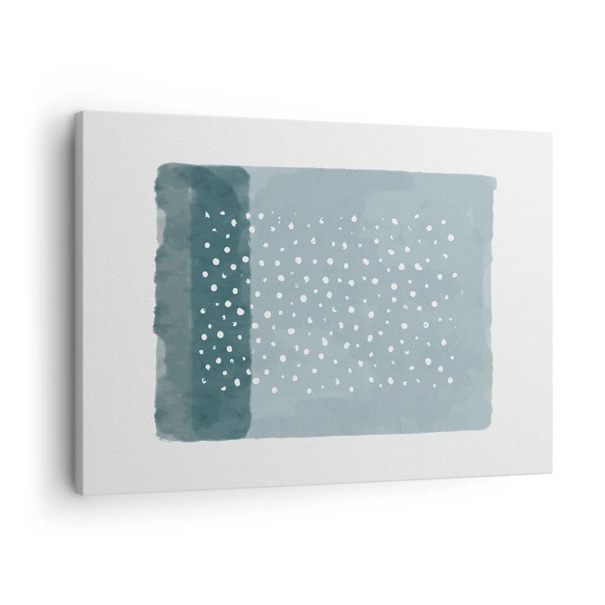 Obraz na plátně - Minimalistický obraz v odstínech modré s tečkami - 70x50cm - Pěstováno na modři - Moderní nástěnná dekorace do obývacího pokoje a ložnice ARTTOR