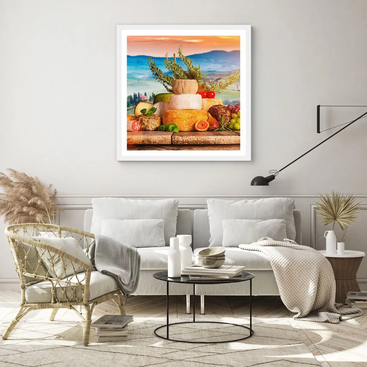 Plakát v bílém rámu - Italská radost ze života - 60x60 cm