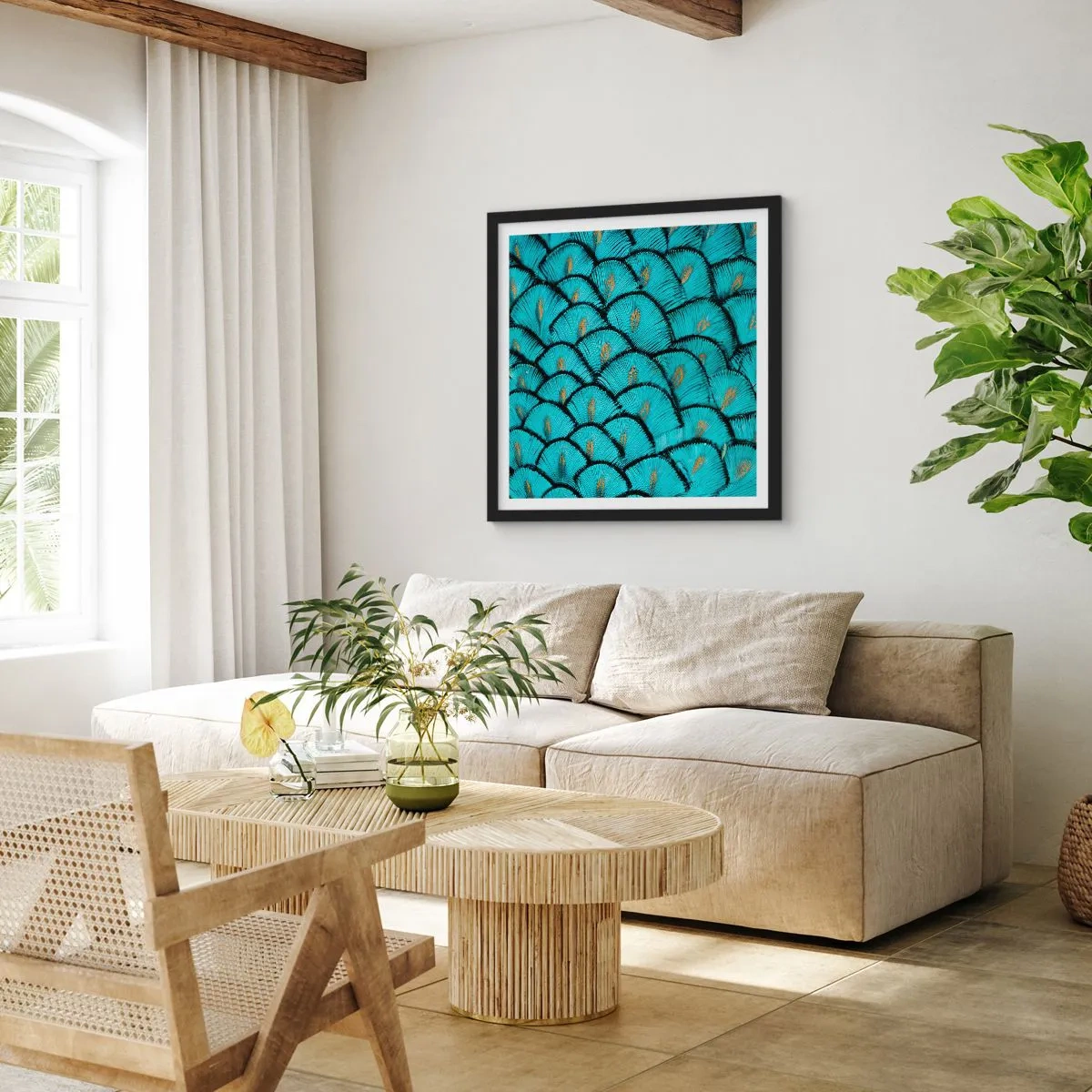Plakát v černém rámu - Velká slavnost peří - 50x50 cm