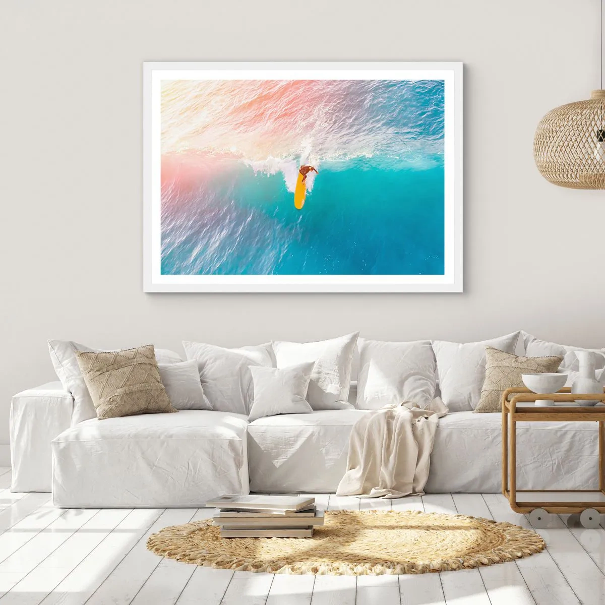 Plakát v bílém rámu - Oceanický jezdec - 100x70 cm