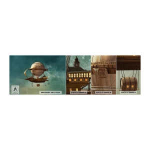 Vzor Fototapety Premium Sand - Julius Verne zdraví - Retro, Výlet, Balón - 100x30 cm