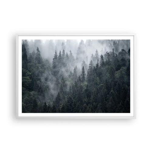 Plakát v bílém rámu - Lesní svítání - 100x70 cm