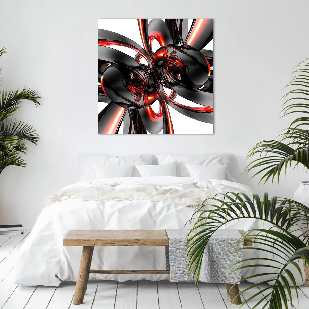 Obraz na plátně - Pohyb v grafitové a červené - 50x50 cm