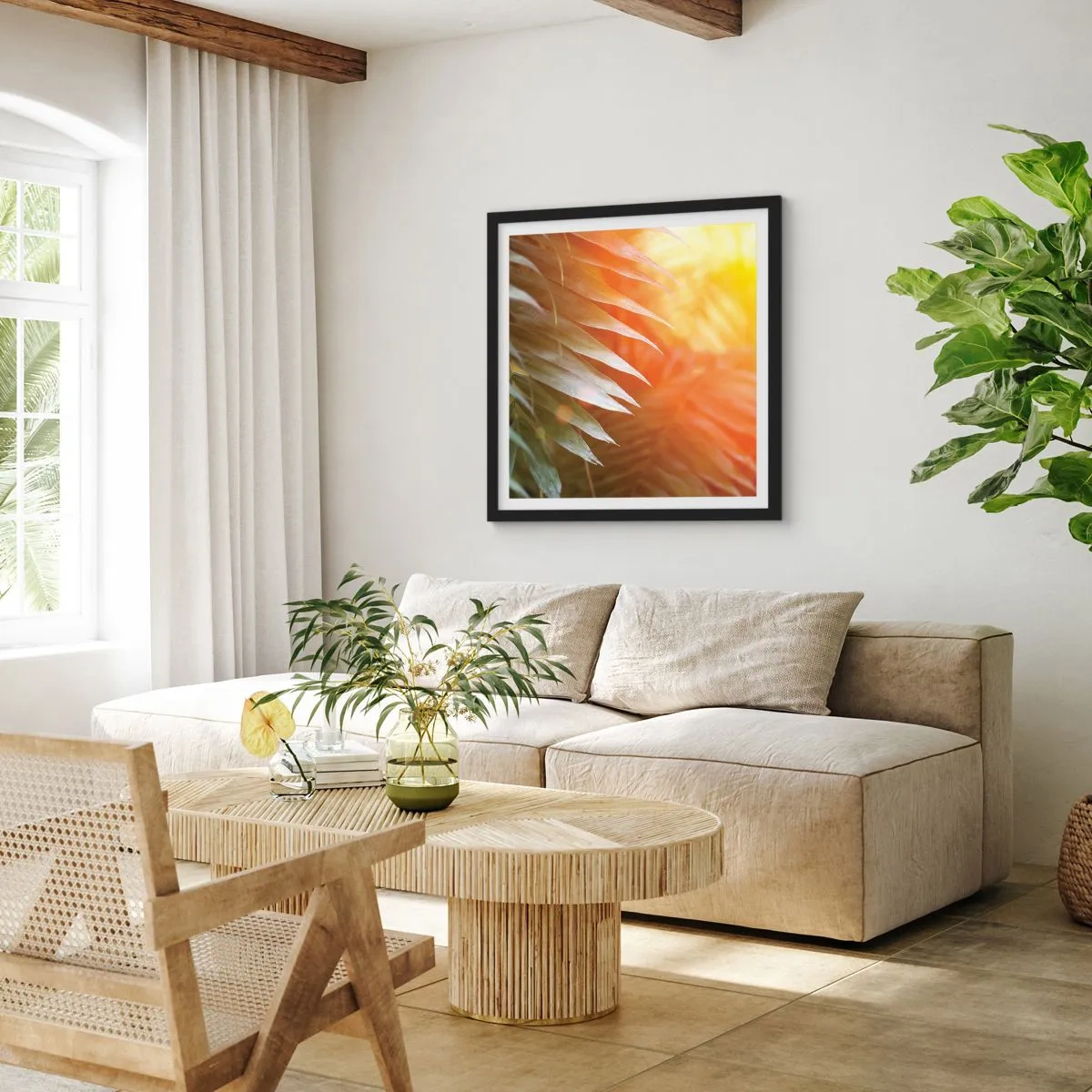 Plakát v černém rámu - Ráno v džungli - 40x40 cm