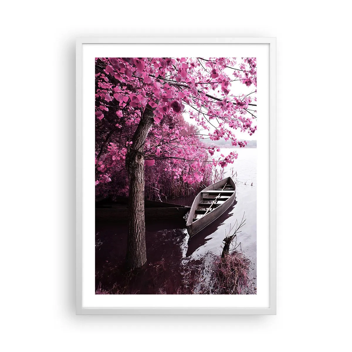 Plakát v bílém rámu - V růžovém tichu - 50x70 cm