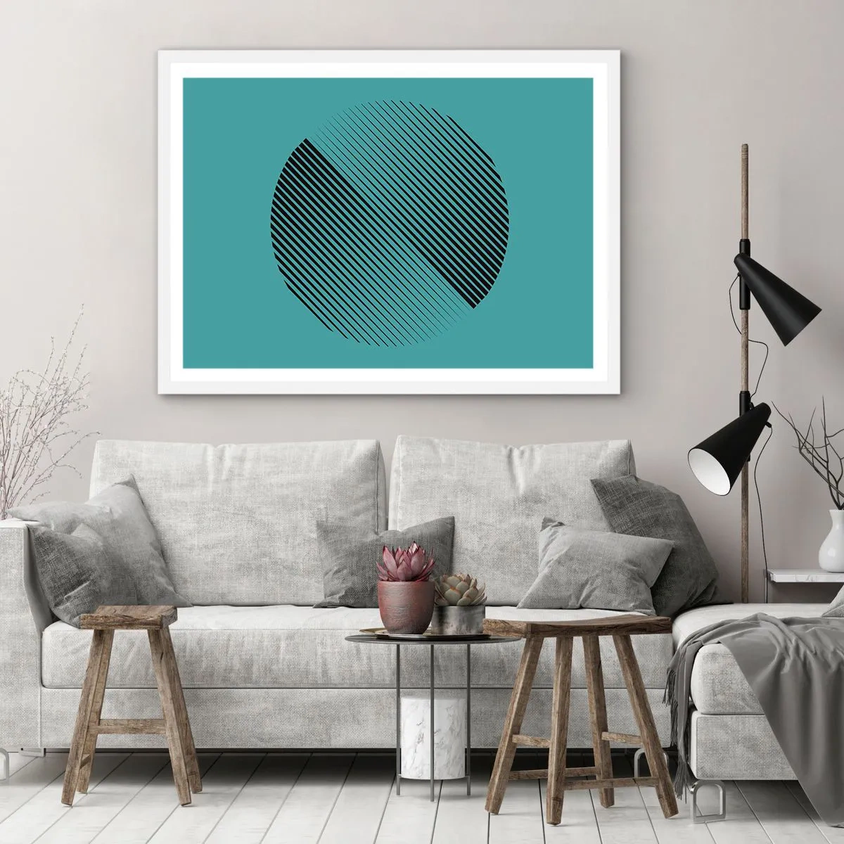 Plakát v bílém rámu - Kruh – geometrická variace - 50x40 cm