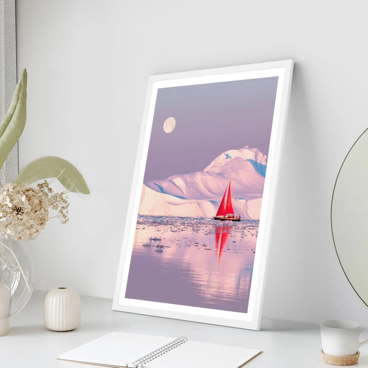 Plakát v bílém rámu - Žár plachty, chlad ledu - 70x100 cm