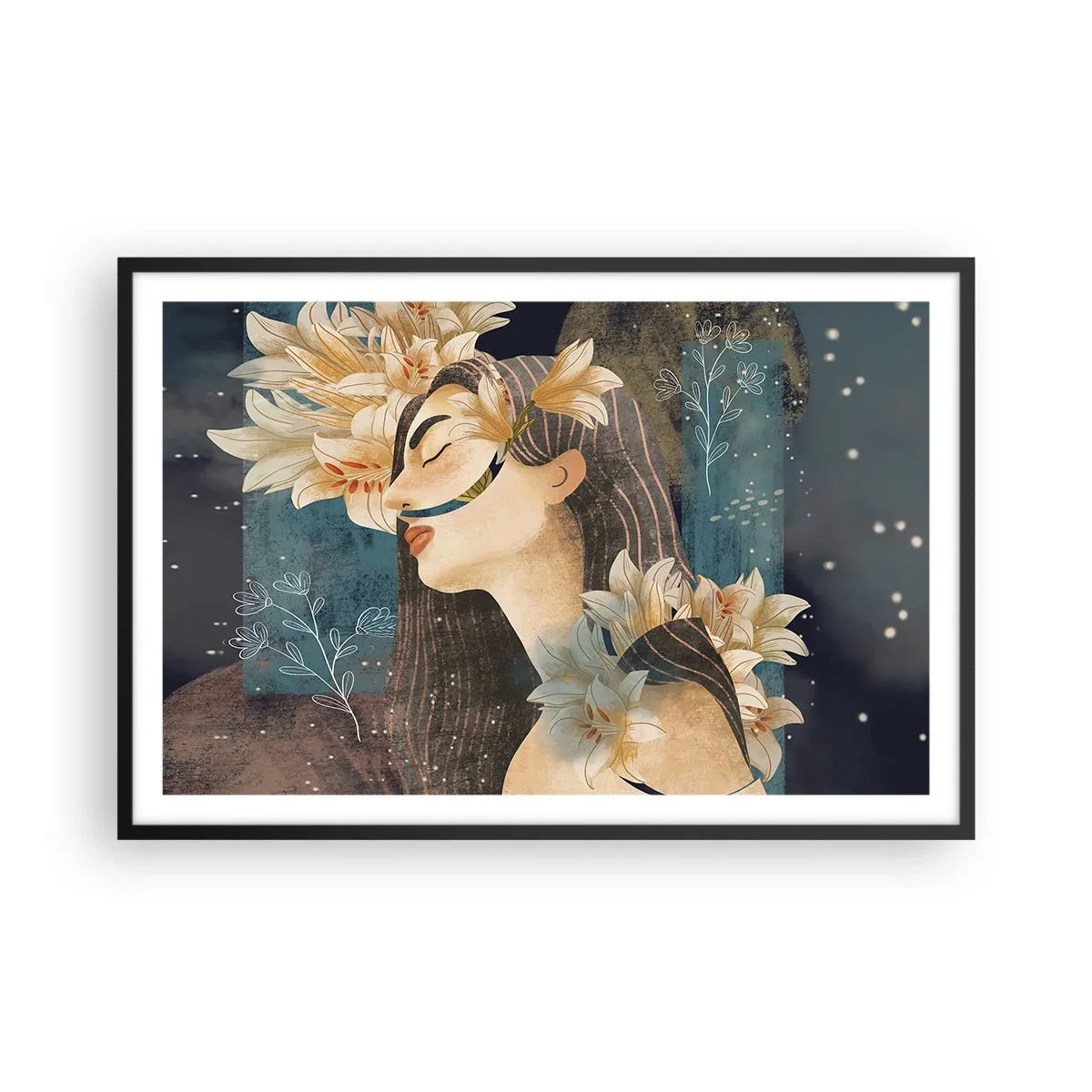 Plakát v černém rámu - Pohádka o princezně s liliemi - 91x61 cm