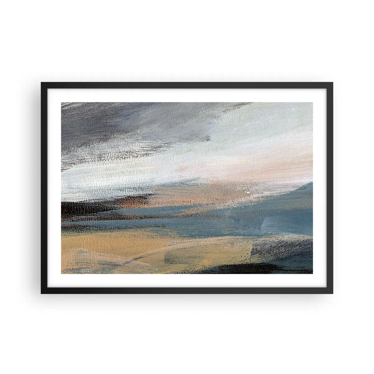Plakát v černém rámu - Abstrakce: severní krajina - 70x50 cm