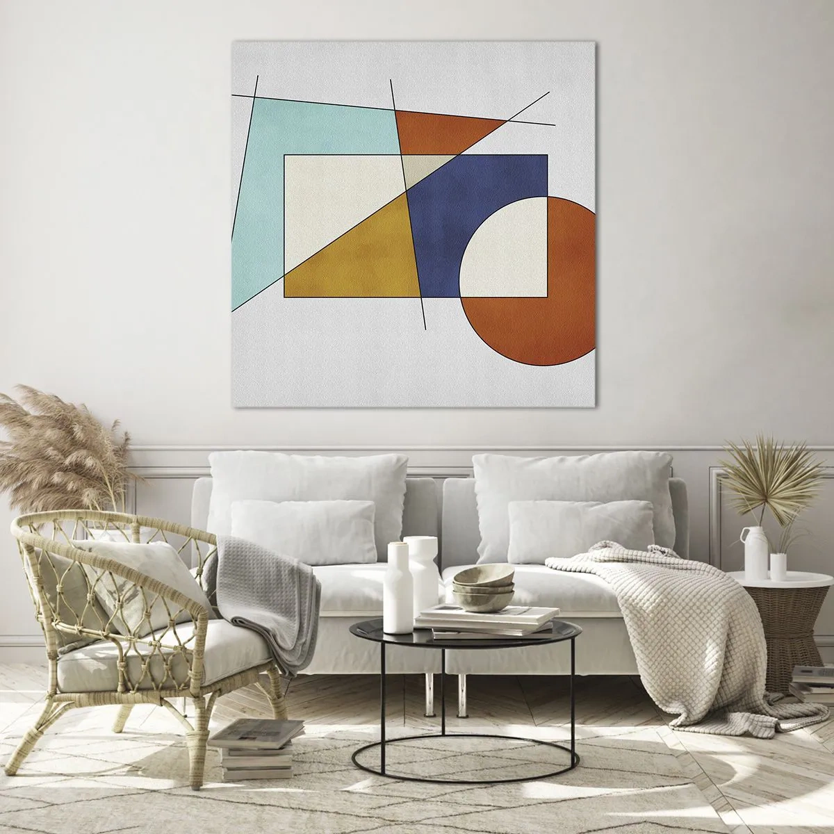 Obraz na skle - Abstrakce: modernistická zábava - 50x50 cm