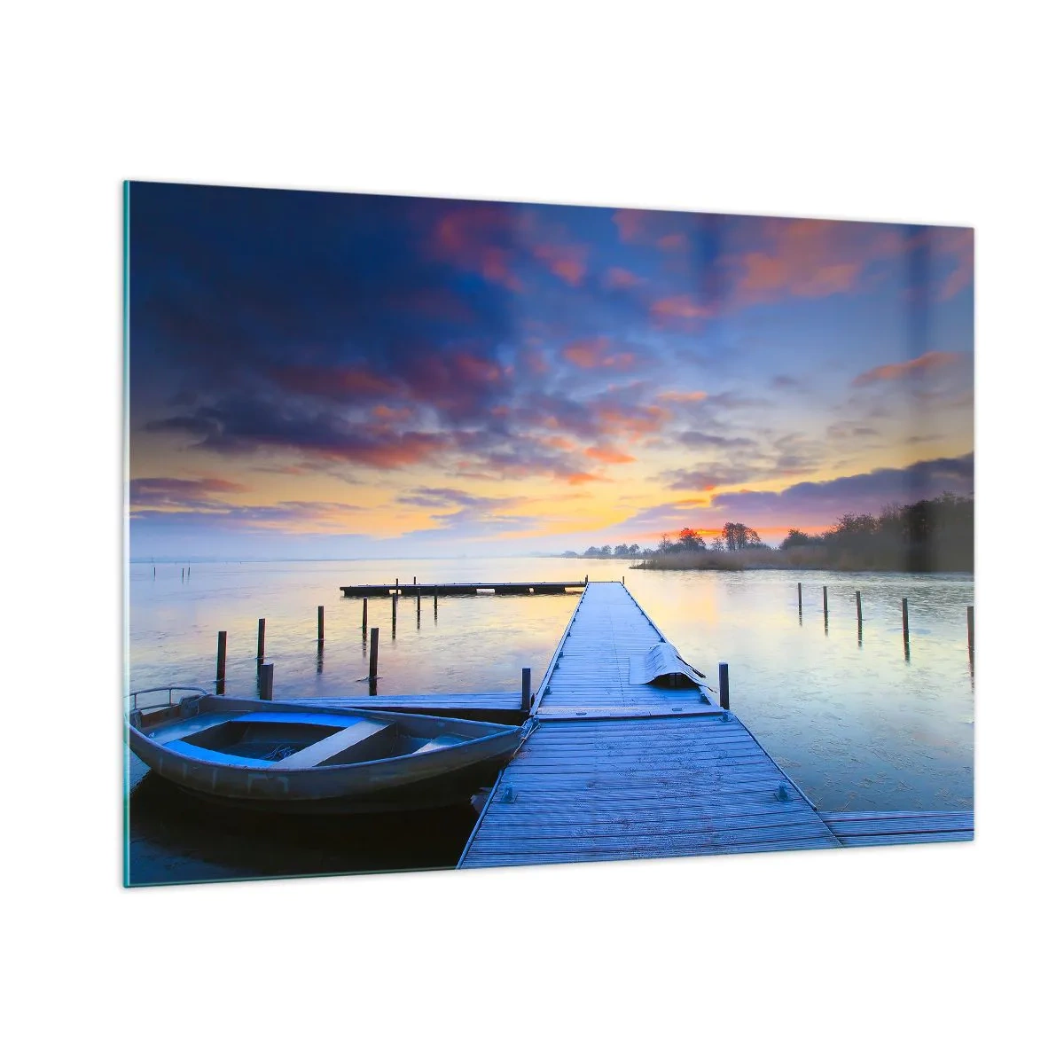 Obraz na skle - Fialovo-zlatý klid - 100x70 cm