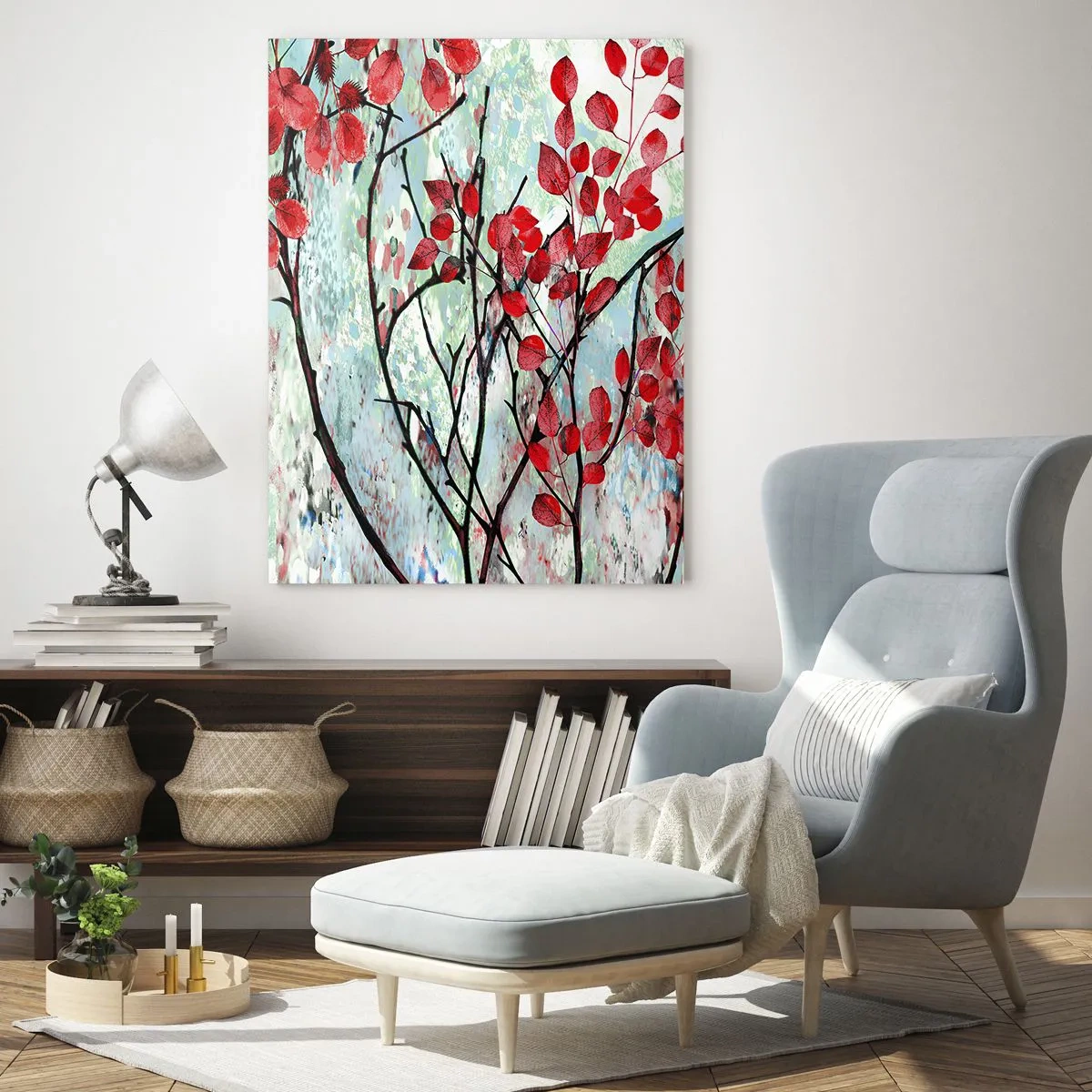 Obraz na skle - Strom v šarlatové - 50x70 cm