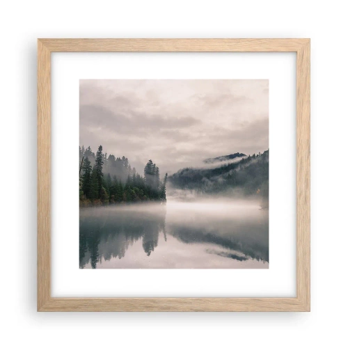 Plakát v rámu světlý dub - V zamyšlení, v mlze - 30x30 cm