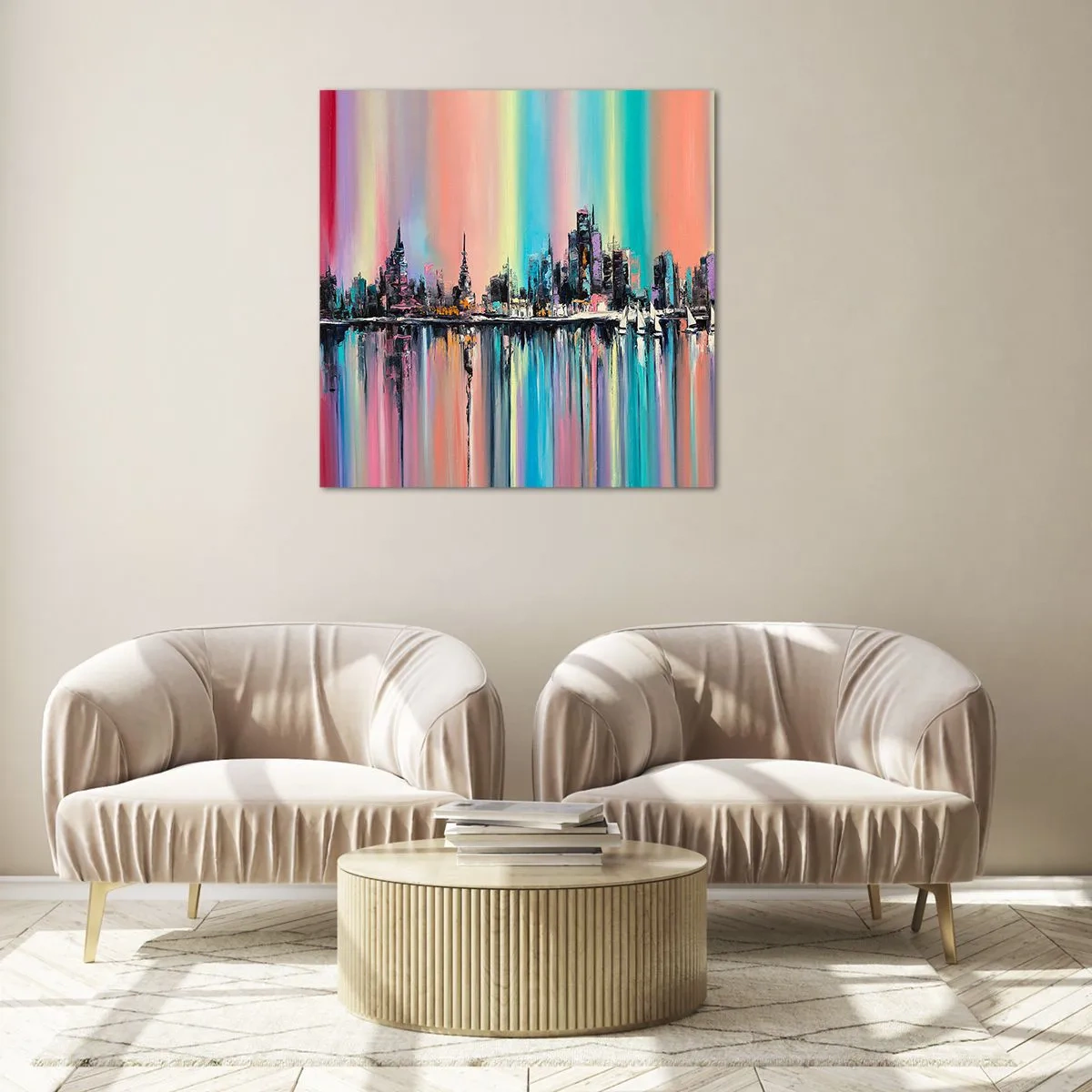 Obraz na skle - Noční proud světla - 70x70 cm