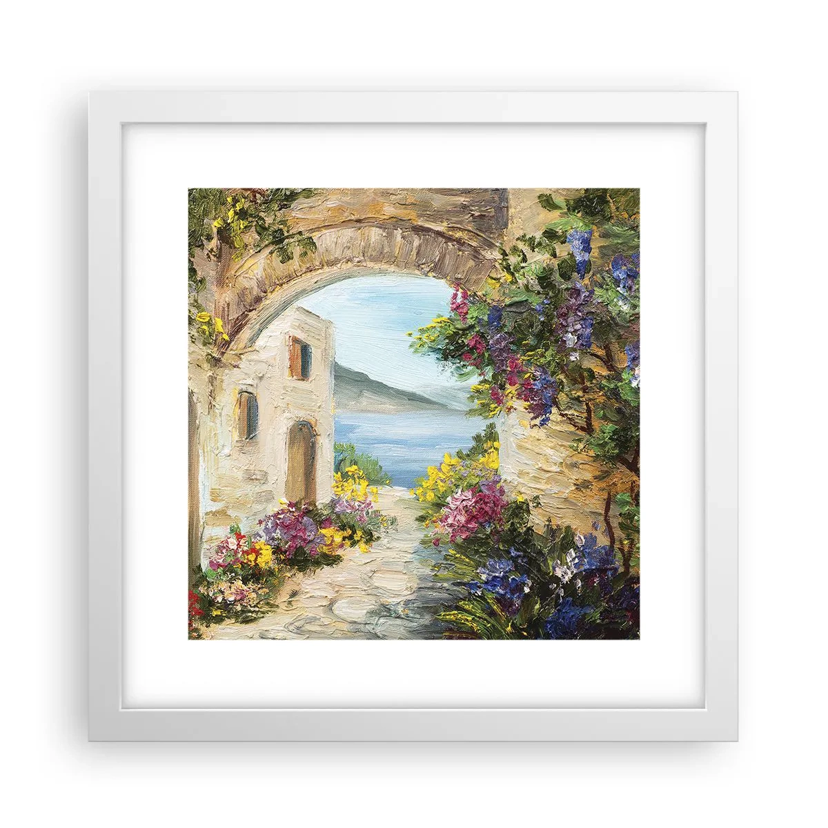 Plakát v bílém rámu - Půvab pobřežní krajiny - 30x30 cm