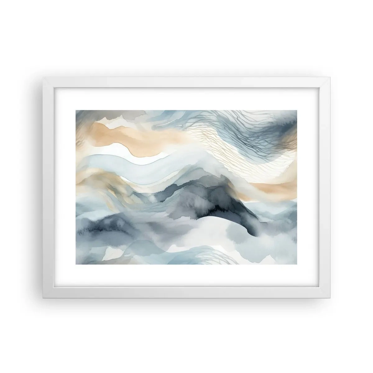 Plakát v bílém rámu - Abstrakce sněhu a mlhy - 40x30 cm