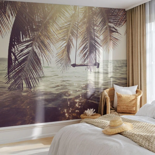 Fototapeta Premium Sand - Houpat se libovolně v oblacích - Krajina, Kokosová palma, Moře - 400x280 cm