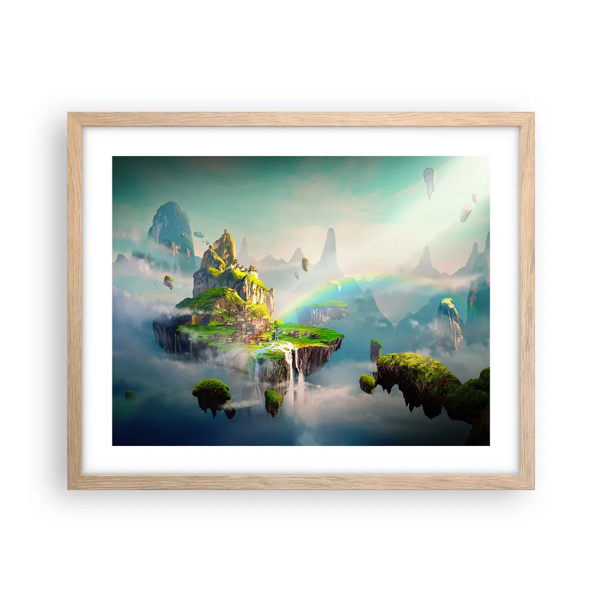 Plakát v rámu světlý dub - Uprostřed nebe - šťastné ostrovy - 50x40 cm