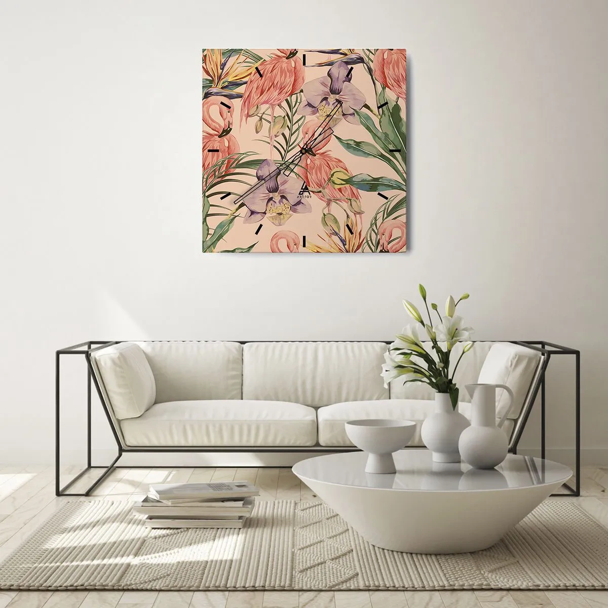 Nástěnné hodiny - Růžový balet v květech - 30x30 cm