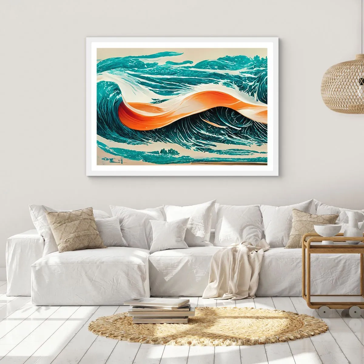 Plakát v bílém rámu - Surfařův sen - 100x70 cm