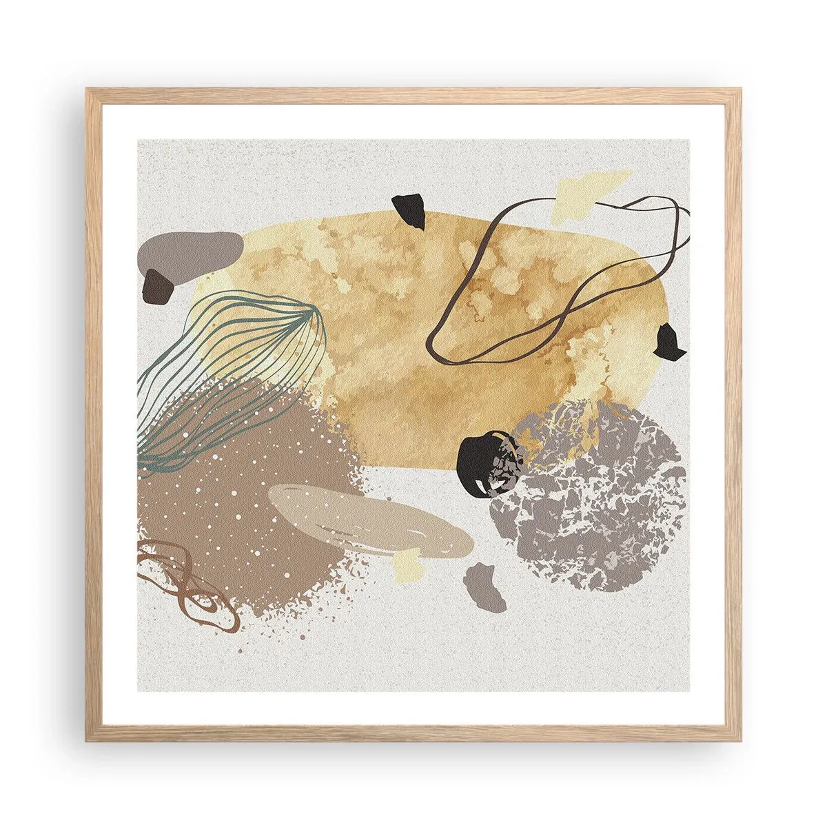 Plakát v rámu světlý dub - Abstraktní švestka - 60x60 cm