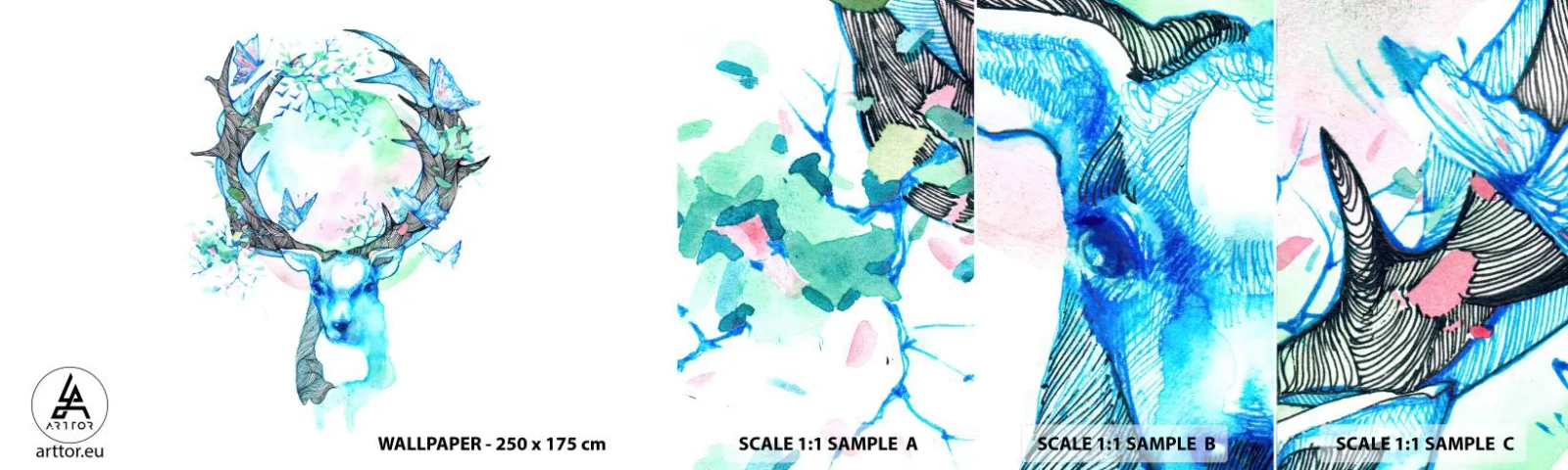 Fototapeta Vzorek Standard Eco - Síla a jemnost přírody - Abstrakce, Jelen, Příroda - 100x30 cm