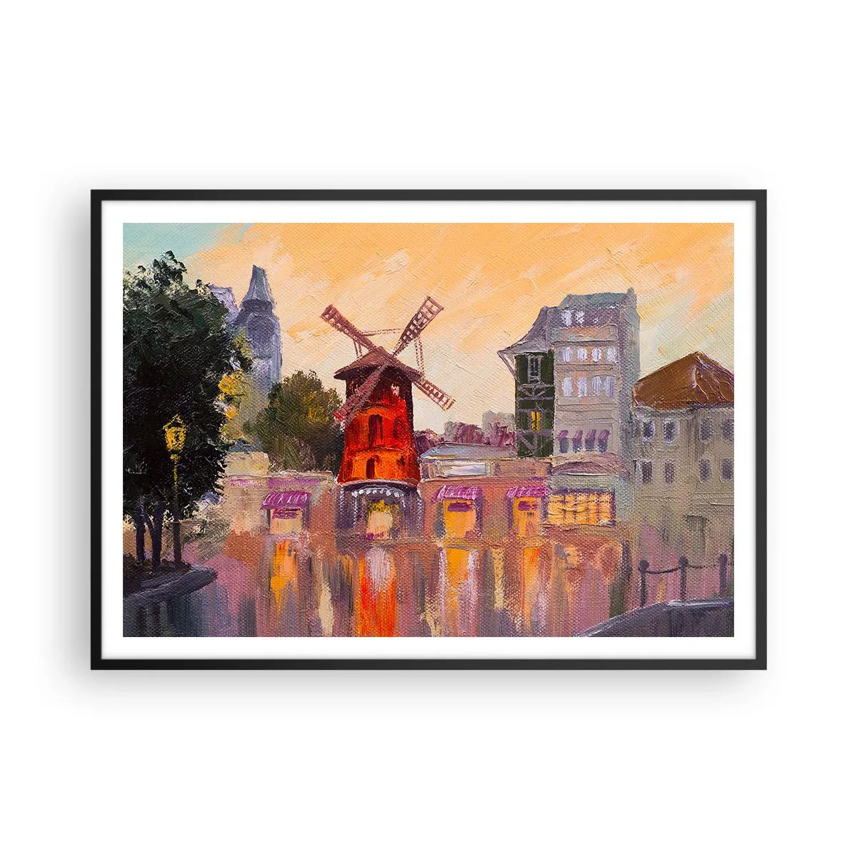Plakát v černém rámu - Pařížské ikony – Moulin Rouge - 100x70 cm