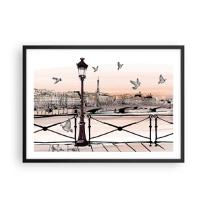 Plakát v černém rámu - Nad střechami Paříže - 70x50 cm