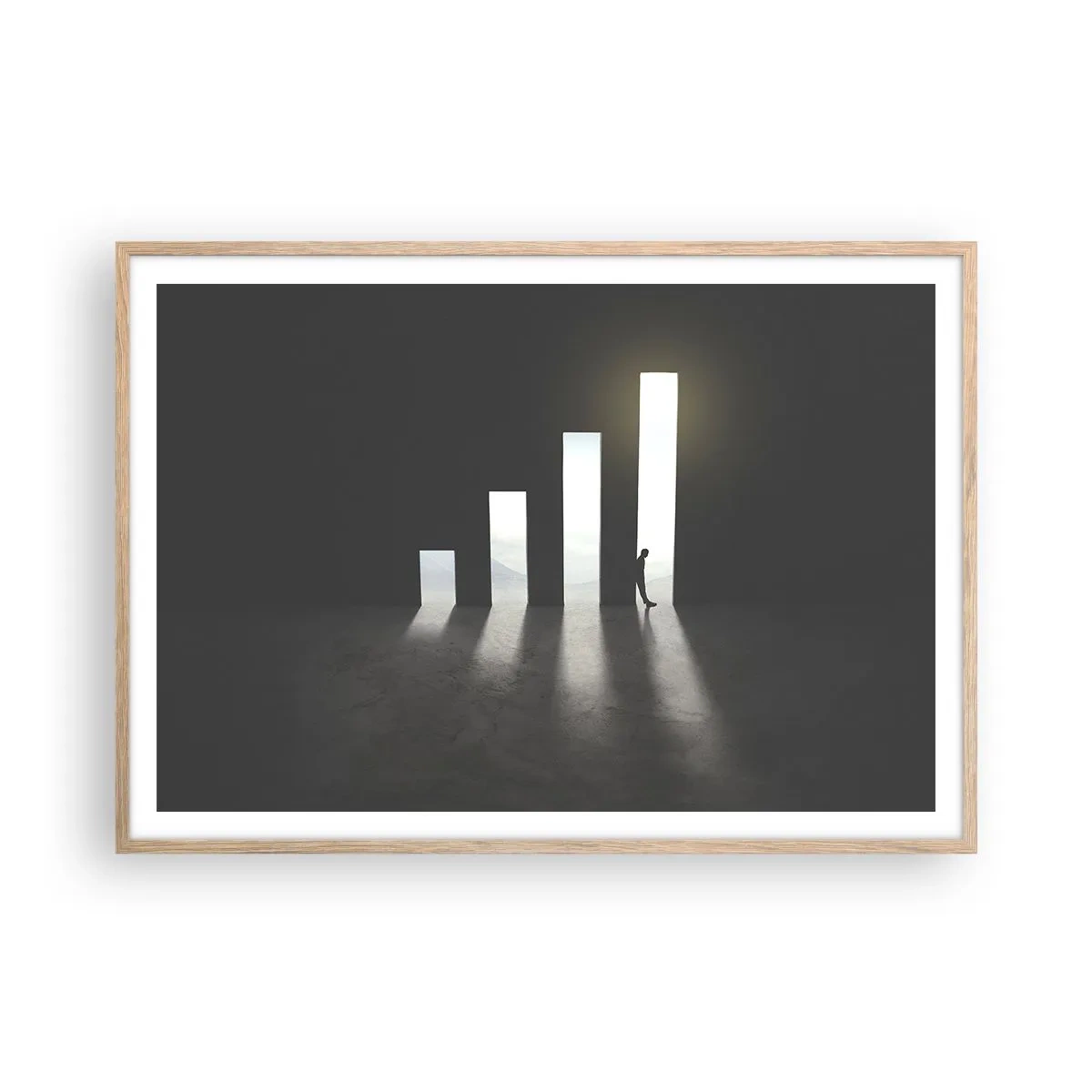 Plakát v rámu světlý dub - Úspěch – imprese - 100x70 cm