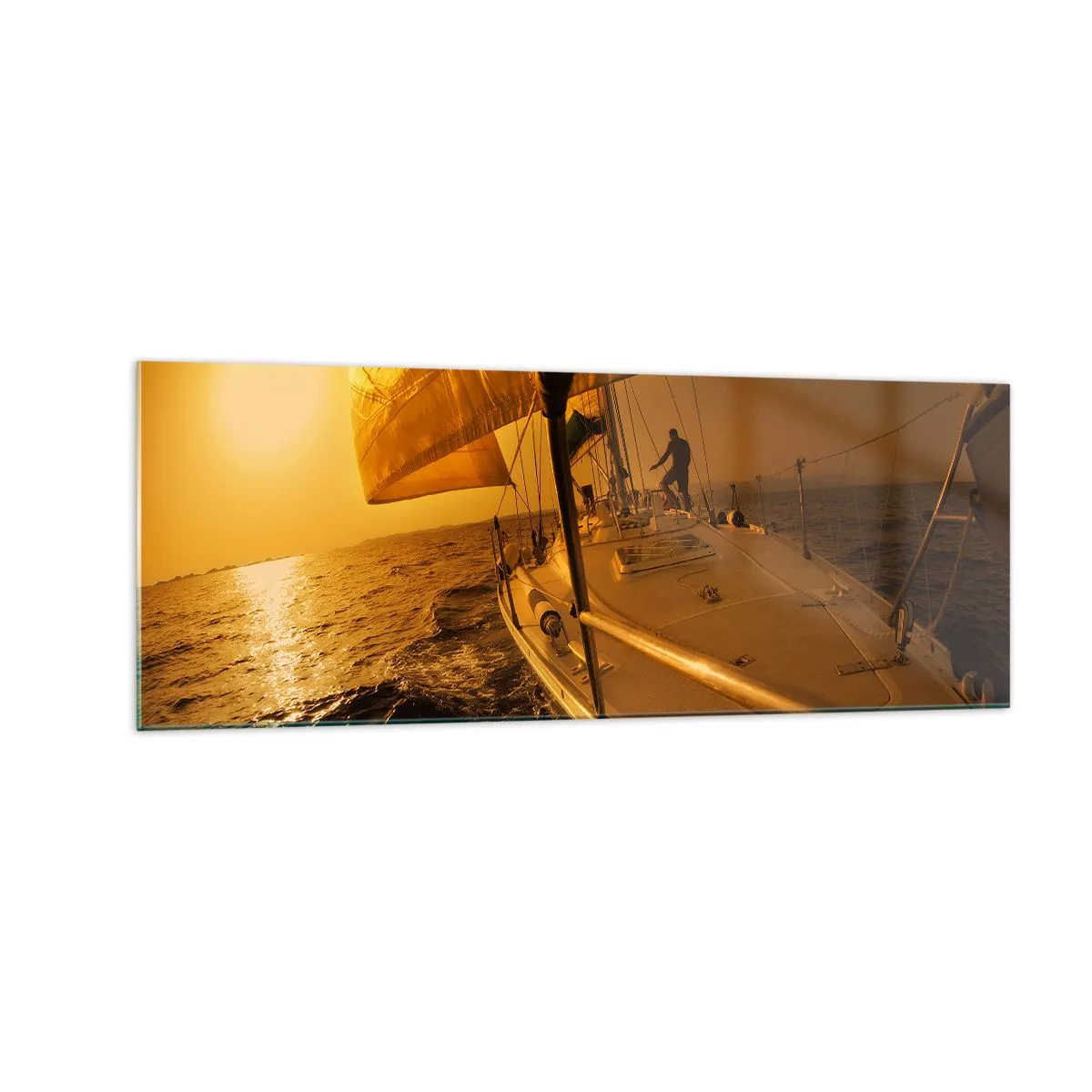 Obraz na skle - Zlatý večer po vícebarevném dni - 140x50 cm