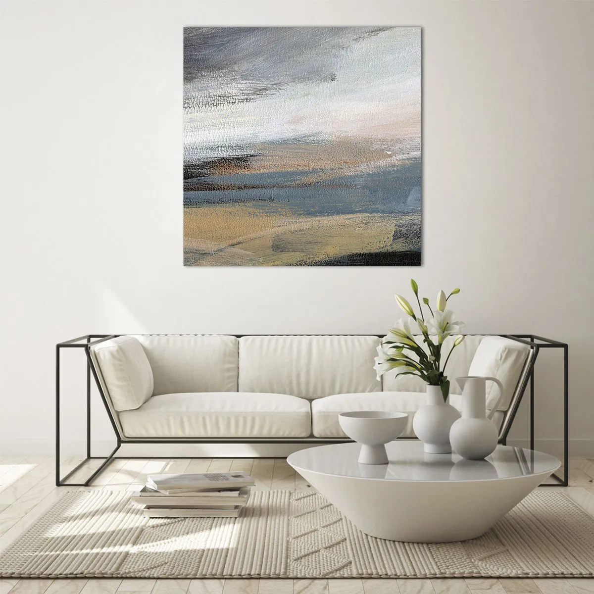 Obraz na skle - Abstrakce: severní krajina - 60x60 cm