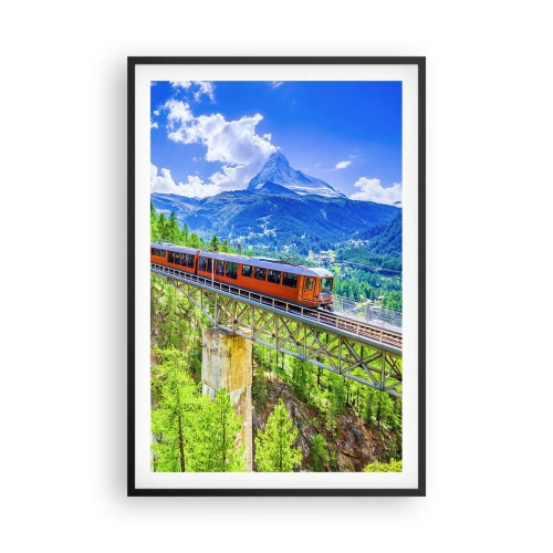 Plakát v černém rámu - Alpská železnice - 61x91 cm