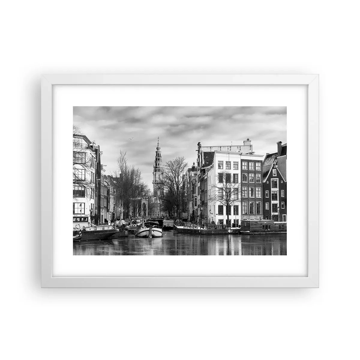 Plakát v bílém rámu - Amsterdamské vibrace - 40x30 cm