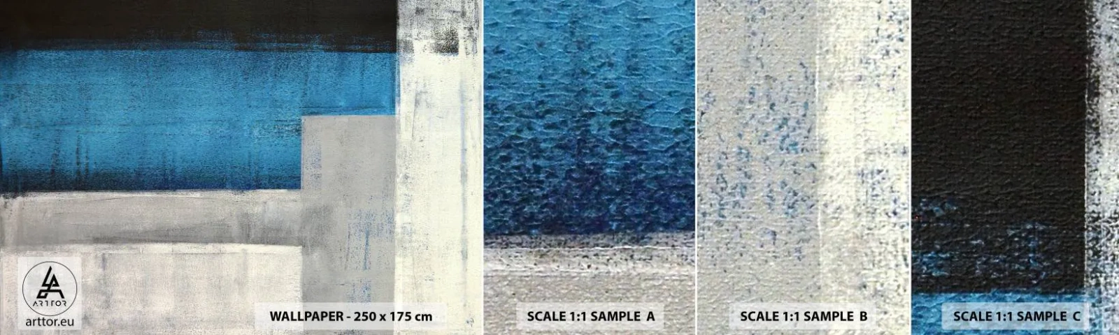 Fototapeta Vzorek Standard Eco - Poetická kompozice šedé a modré - Abstrakce, Kus, Malování - 100x30 cm